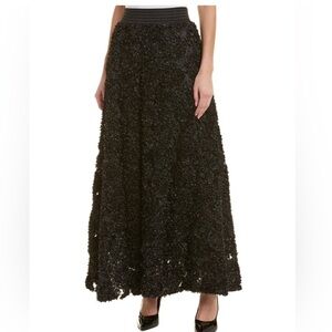 Gracia Black Textured A line Maxi Skirt